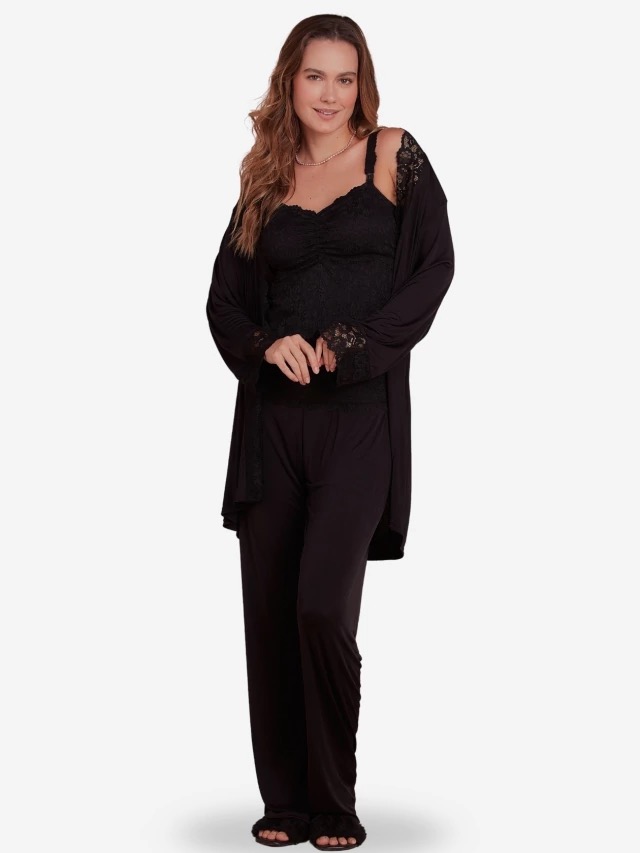 Pijama 3 Peças Preto